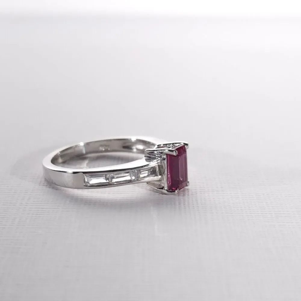 Bixbite and White Topaz Ring Size 5